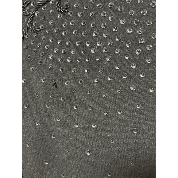 Vintage 60s Cyn Les Wool Black Beaded Cardigan Sweater - Womens Size 38 / SM - Picture 8 of 9